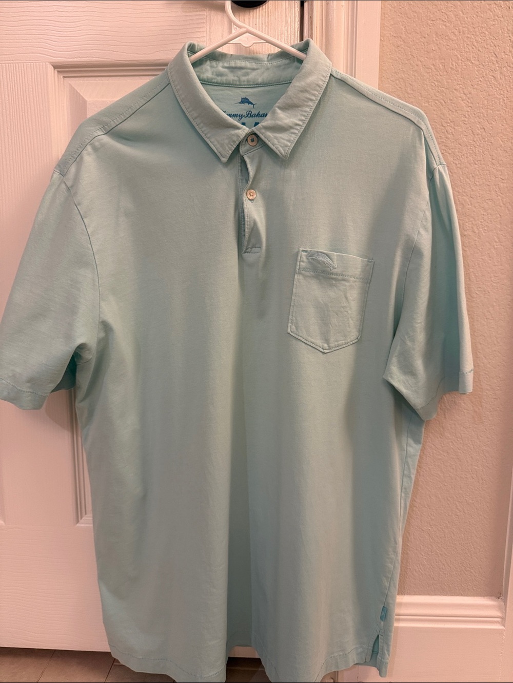 Tommy Bahama Men's Pale Aqua Short-Sleeve Pocket Polo